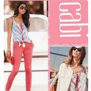 Cabi #5230 All Aboard Nautical Tassle Tank top size small, EUC, patriotic tank